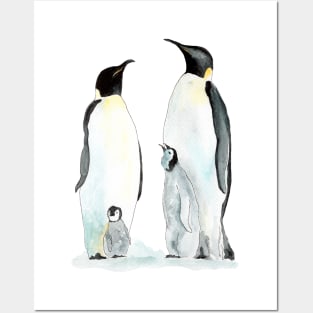 Penguin family two children Posters and Art